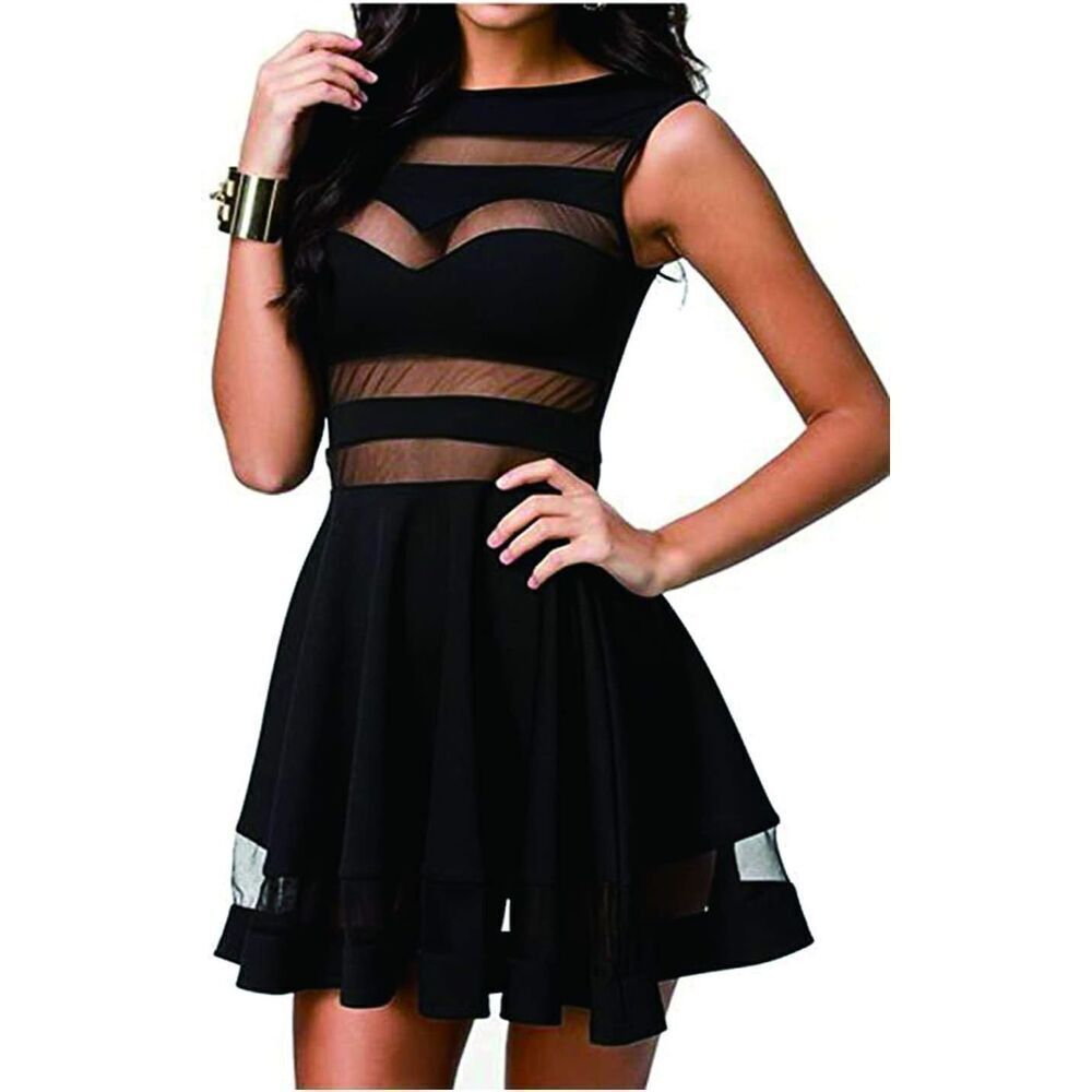 Nwt Zeagoo Women’s Black Party Dress With Mesh Accents — image 4 of 8